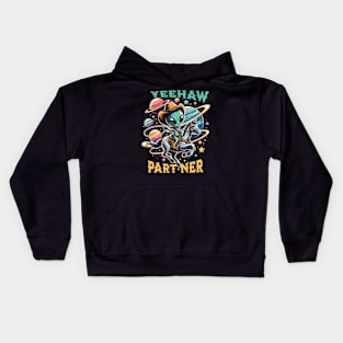 Yeehaw Partner Space Cowboy Alien Kids Hoodie